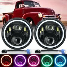 Pair RGB 7" Round LED Headlights Hi/Lo Beam Bulb for Chevy Truck Camaro C10 for sale  USA