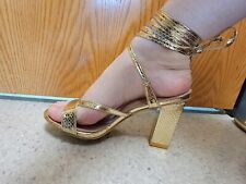 Gold strappy heels for sale  South Hadley