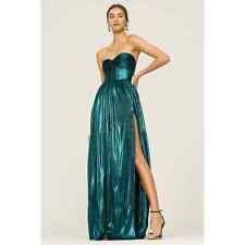 Vestido formal Bronx and Banco Florence verde esmeralda sem alças fenda plissada tamanho 4 comprar usado  Enviando para Brazil
