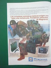 1/1986 PUB MAGNAVOX RADIO PORTATIL VHF/UHF AN/PR-113 AN/VCR-83 JEEP SPANISH AD segunda mano  Embacar hacia Argentina