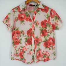 Blusa vintage Lemon Grass Studios ilhós floral manga curta botão para baixo, usado comprar usado  Enviando para Brazil