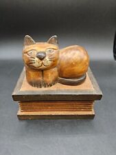 Antigo. Caixa de livros de madeira esculpida à mão para gatos, usado comprar usado  Enviando para Brazil