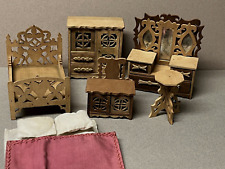 Antique Victorian Wooden DOLLHOUSE Bedroom Set-Carved From Wood Cigar Boxes! for sale  Shipping to South Africa