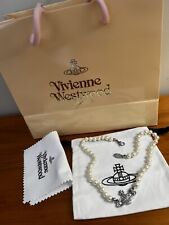 Vivienne Westwood Pearl Mini Bas Relief Choker Necklace Silver for sale  Shipping to South Africa