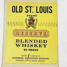 Old St. Louis Whiskey Label Greenbrier Bardstown Distillery Kentucky  comprar usado  Enviando para Brazil