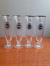 Footed Pilsner "Warsteiner" .2L German Beer Glass Gold Rim Set of 4 for sale  Shipping to South Africa