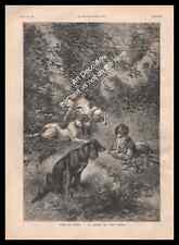 Gravure 1883 chiens d'occasion  Villeneuve-l'Archevêque