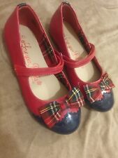 Girls Royal Stewart Tartan Bow Patent Shoes Size 12 UK  for sale  Shipping to South Africa