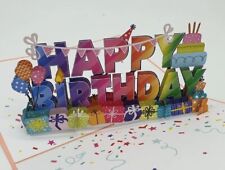 🥳 Tarjeta de cumpleaños emergente 3D hecha a mano Happy Birthday color rosa segunda mano  Embacar hacia Argentina