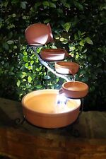 ASC Terracotta Solar Water Fountain Cascade Battery/Timer LED Lights - Used for sale  Shipping to South Africa