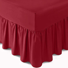 (GAVENO CAVAILIA SINGLE Percale Valance Sheet  in BURGUNDY) for sale  Shipping to Ireland