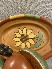 (33) Vintage Mexican Terracotta Pottery Bowl w Fruit , Clayoval fruit bowl Sculp, used for sale  Shipping to South Africa