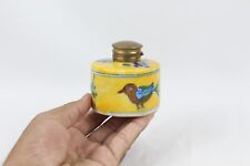Usado, Diseño de pájaro indio pintado a mano de colección: antigua olla de tinta amarilla cerámica azul segunda mano  Embacar hacia Argentina