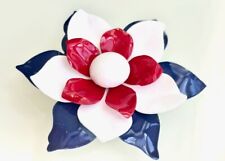 PINO DE FLOR VINTAGE VERMELHO, BRANCO, AZUL, EXIBIÇÃO DE PÉTALA TRIPLA, MODA FLOR RETRÔ, 3", usado comprar usado  Enviando para Brazil