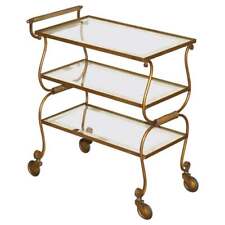 STUNNING ANTIQUE ITALIAN CIRCA 1950'S BRASS & GLASS TEA CAKE SERVING TROLLEY for sale  Shipping to South Africa