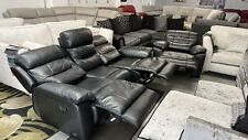 Real Black Leather Violino 3 Seater Recliner Sofa & Recliner Armchair for sale  BOLTON