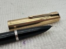 Linda caneta-tinteiro vintage Parker 51 preta e tampa dourada laminada - Funcionando comprar usado  Enviando para Brazil