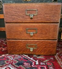 Antique 3 Drawer Tiger Oak File Desk Top Cabinet Library Card Box 13"H x 13"W for sale  Shipping to South Africa