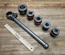 Vintage Ridgid RATCHETING Pipe Die Set 1", ½" ¾" ⅜" Die Heads, Threader & Handle for sale  Shipping to South Africa