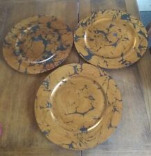Used, 3 Copper/Dark Brown Crackle Plastic Charger Plates for sale  Kingman