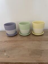 Chive Dyad Porcelain Indoor Plant Pot & Saucer, Set Of 3, Pastel Colors for sale  Shipping to South Africa