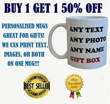 Used, Personalised Photo Mug Birthday Gift - Custom Design Image Name Text or Logo for sale  LONDON