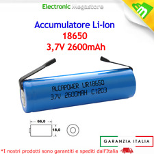 Li-ion 18650 3,7V 2600mAh con terminali a saldare usato  Italia