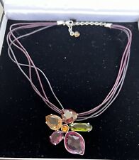 SWAROVSKI CRYSTAL FLOWER PENDANT ON LEATHER CORD NECKLACE for sale  Shipping to South Africa