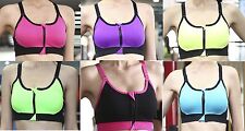 Front Zip Sports Bra Gym Yoga Aerobics Crop Top Vest Stretch  Padded High Impact, used for sale  Shipping to South Africa