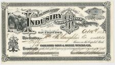Industry Gold and Silver Mining Co. - 1878 dated Silver City, Nevada Mining Stoc for sale  Shipping to South Africa