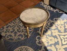 Made Wood & Brass 18"  Oval Side Table w/ Marble Top for sale  Shipping to South Africa