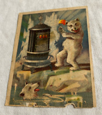 Vintage Trade Card of Polar Bears with Stove-Wood or Coal - Ice Melting, used for sale  Shipping to South Africa