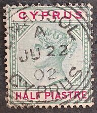 1902- Chipre 1/2Pia verde e carmim selo postal QV usado Lymassol cds comprar usado  Enviando para Brazil