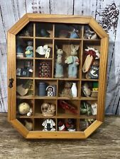 Vintage Wood Glass Curio Cabinet Display Case 22 Slots Octagonal with figurines! for sale  Shipping to South Africa