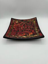 Bandeja quadrada vintage 9,5" cerâmica e azulejo de vidro mosaico placa vermelha e preta, usado comprar usado  Enviando para Brazil