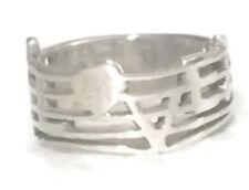 Banda de anillo de plata esterlina con llave de barras de amor musical talla 6,50 segunda mano  Embacar hacia Argentina