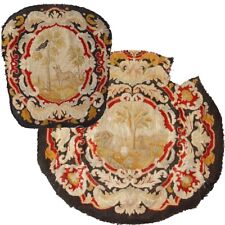 Par de paneles de tapiz con aguja franceses antiguos del siglo XVIII para almohadas o sillas LG segunda mano  Embacar hacia Argentina