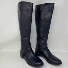 Botas de Montar Etienne Aigner E-GILBERT Cuero Negro Monograma Rodilla Talla Alta 7.5, usado segunda mano  Embacar hacia Argentina