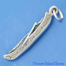 Native American Canoe Boat with Paddle 3D 925 Solid Sterling Silver Charm, used for sale  Shipping to Canada