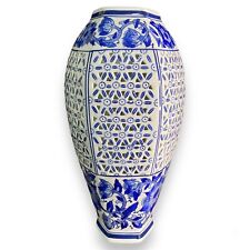 Vaso de incenso Potpourri grande 13,5 porcelana azul branca chinesa furo aberto 6 lados comprar usado  Enviando para Brazil
