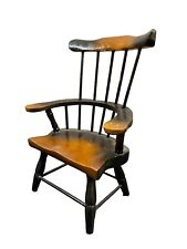 Wooden Doll Size Windsor Wing Back Chair Stained Brown And Black 7" x 4.5", used for sale  Shipping to South Africa