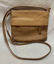 Issac Mizrahi Helen Small Tan Beige Pebble Leather Zip Crossbody 9” By 8” for sale  Shipping to South Africa