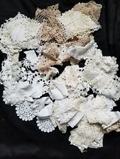 Vintage Sortido Branco Marfim Acabamentos de Renda Guardanapo Tecido Costura Lenta - Lote de 25 comprar usado  Enviando para Brazil
