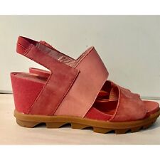 Sorel Joanie II Slingback Leather Wedge Sandal Size 8.5 Pink for sale  Shipping to South Africa