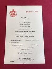 ORIENT LINE   MENU  SS ORMONDE  10th March 1937 Dinner Menu Very Rare for sale  Shipping to South Africa