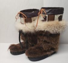 ALASKA Wildlife Fur Applique Handmade Men Eskimo Boots Size 10W, used for sale  Shipping to South Africa