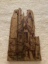 Vintage Rustic Wood With Carving Of Boat And Pier And Fishing Cabin for sale  Shipping to South Africa