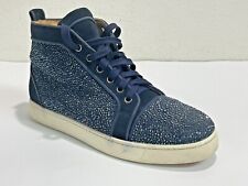 Authentic Christian Louboutin ~ Navy Louis Strass Flat Sneakers Shoes ~ Size 41 for sale  Shipping to South Africa
