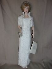 Used, Princess Diana Porcelain Doll by FRANKLIN MINT In White Pearl Dress with Tiara for sale  Ripley