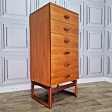 Retro Vintage Mid Century G-Plan Quadrille Teak Tallboy Chest Of Drawers, used for sale  Shipping to South Africa